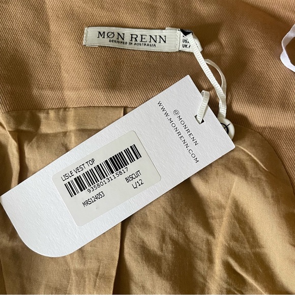 NEW Mon Renn Tan Lisle Vest Top US L - Picture 5 of 7